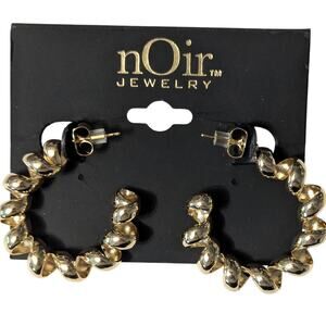 Gold Tone Twisted Hoop Earrings by nOir